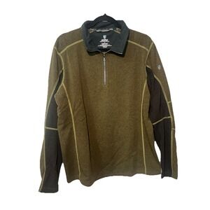 Kuhl Jacket Mens Large Green Brown Kashmira Fleece 1/4 Zip Outdoors‎